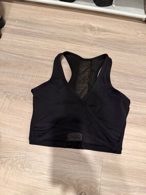 NVGTN Black Cross-Front Mesh Sports Bralette